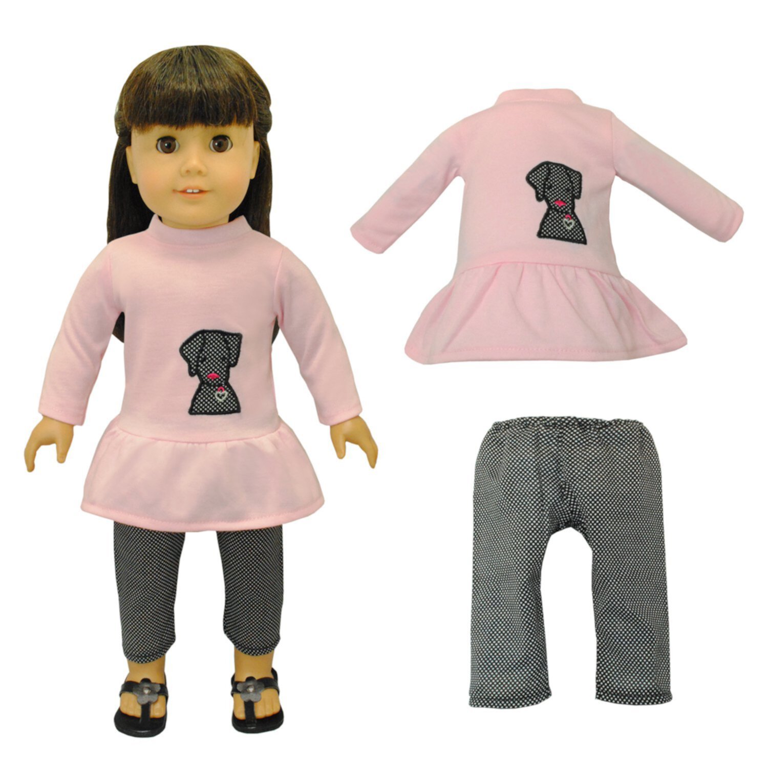 Doll Clothes - Cute Dog & Capris Outfit Fits American Girl & Other 18 inch Dolls Pink Butterfly Closet