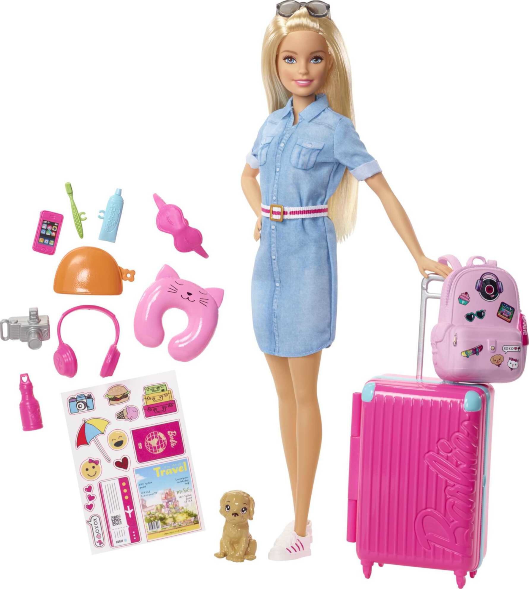 Barbie Dreamhouse Adventures Travel Doll & 10+ Accessories, Working Suitcase, Blonde Fashion Doll Barbie