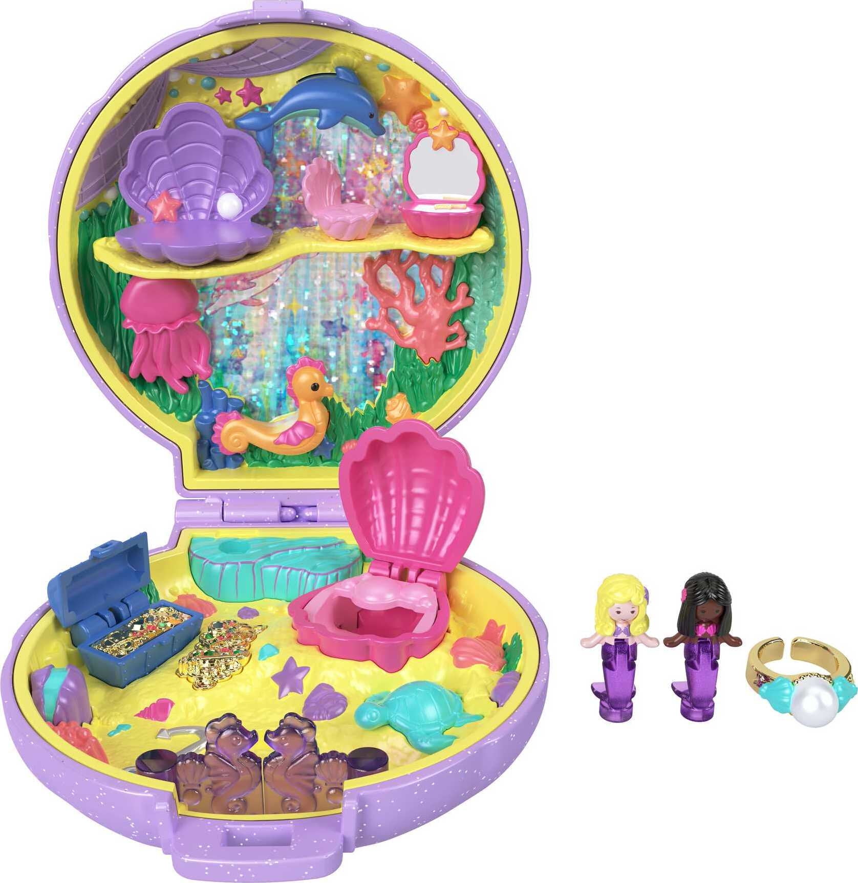 Polly Pocket Keepsake Collection Mermaid Dreams Compact, 2 Dolls & Wearable Jewelry, Collectible Toy Polly Pocket