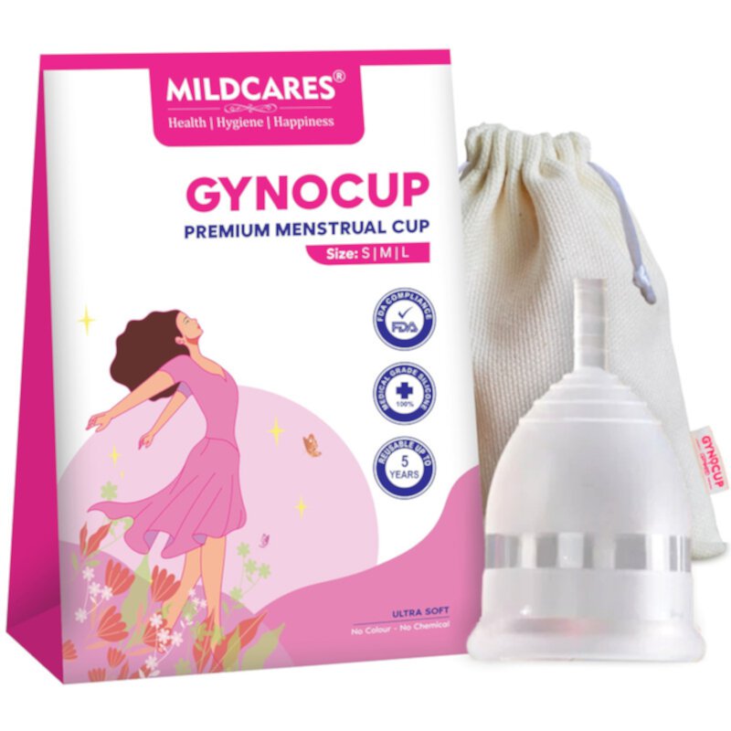 GynoCup Premium Reusable Menstrual Cup| Ultra Soft, Odor and Rash Free | Medical-Grade Silicone (Large) MildCares