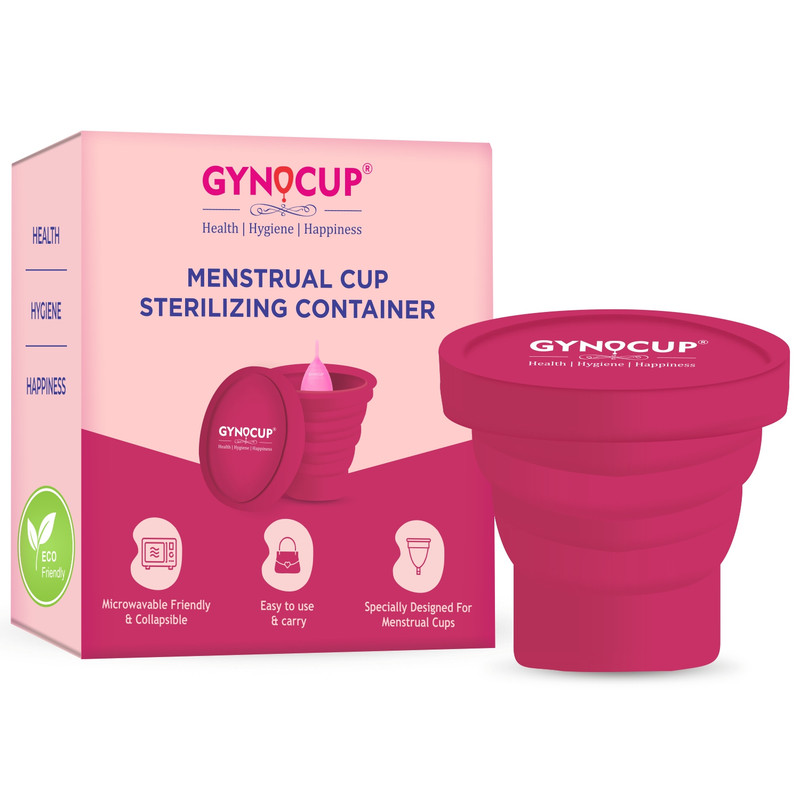 GynoCup Collapsible Silicone Menstrual Cup Sterilizer Container | Foldable Sterilizing Container Cup | Hygienic, Leak Free & Odorless | Microwave Friendly | Kills 99% of Germs MildCares