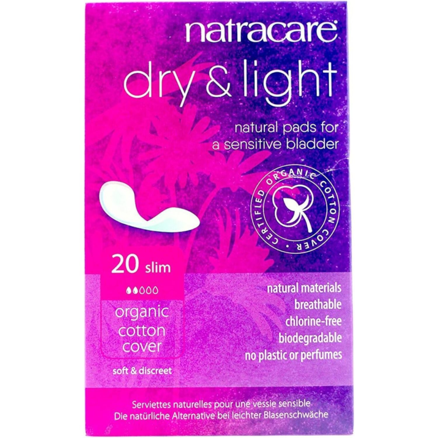 Natracare Dry And Light Pads 20 pads, 3 Boxes, (60 Pads Total) Natracare