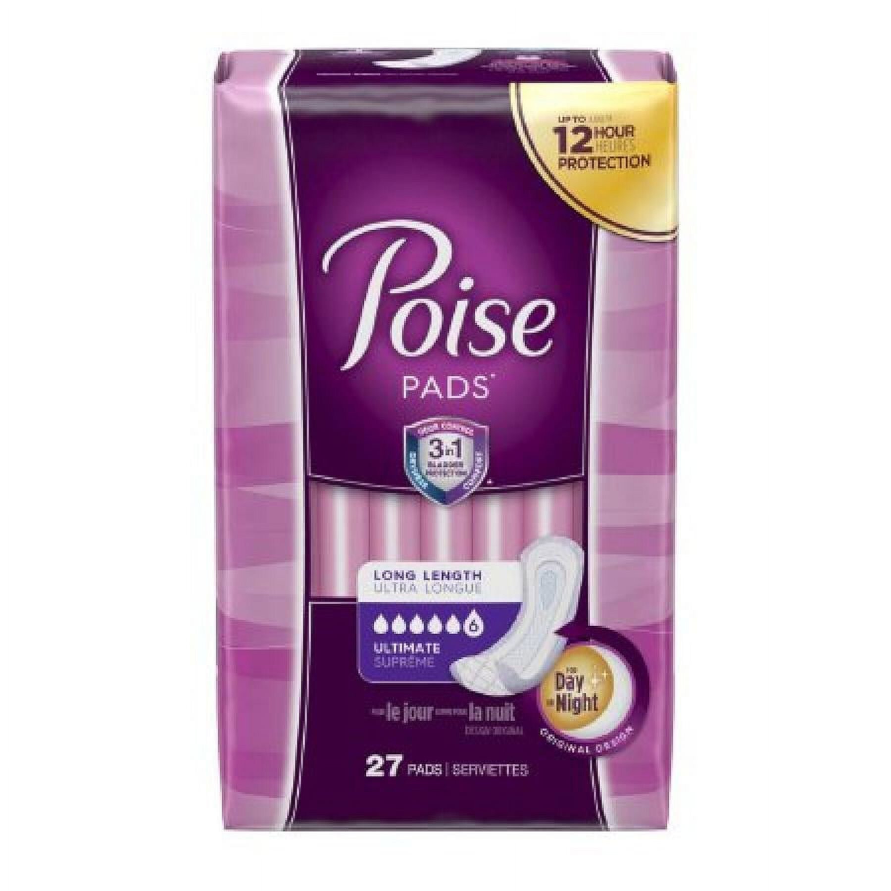 Poise Pads, Heavy Absorbency, One Size Fits Most (15.9 Inch Length), 27 Count Poise