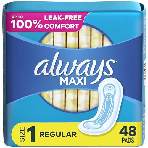 Always Maxi Feminine Pads For Women, Size 1 Regular Absorbency, Without Wings, Unscented, 48 Count Visit the Always Store