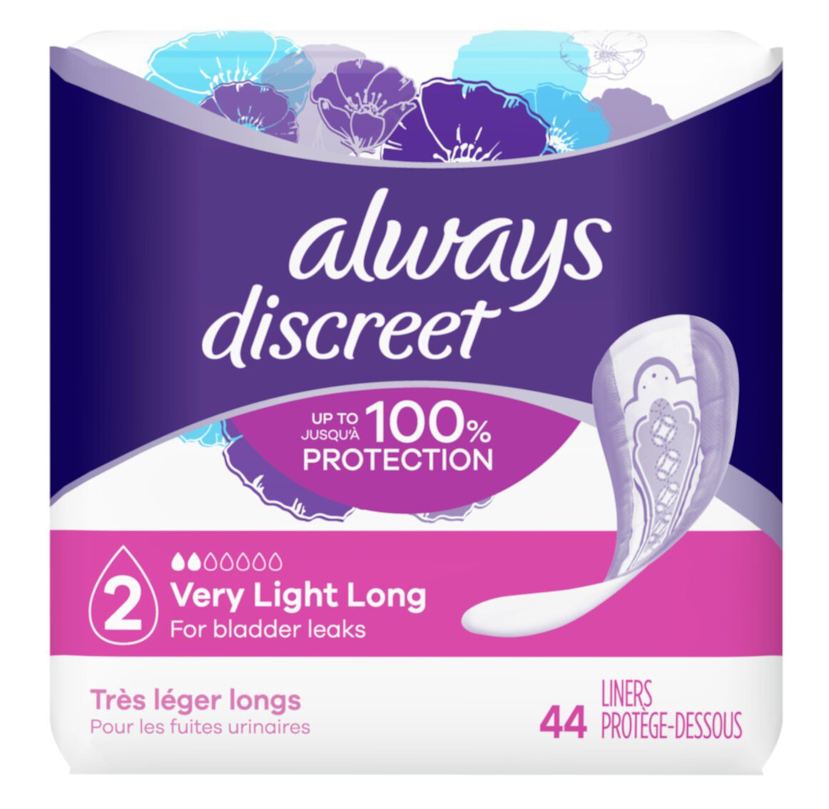 Always Discreet Liners #2 Very Light Long 44 Count (Pack of 3) Visit the Always Store