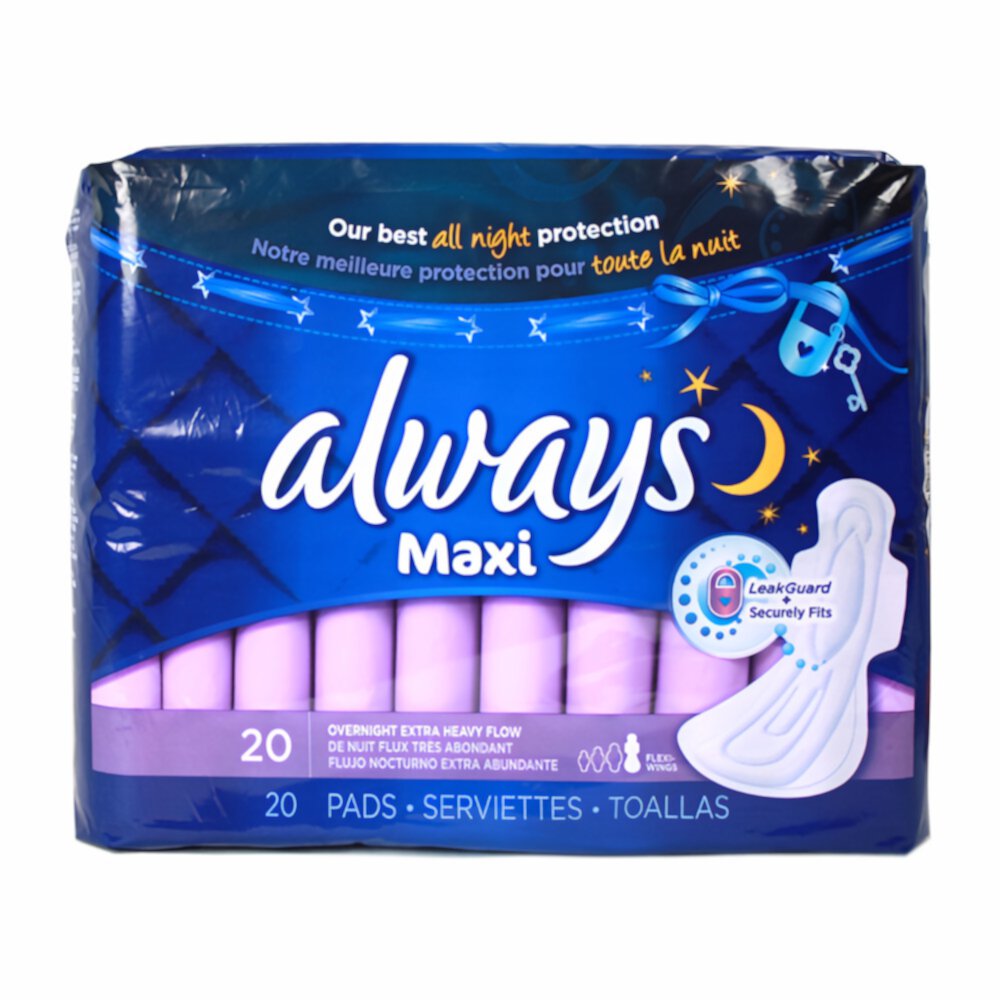 Always Maxi Extra Heavy Overnight Pads With Wings Unscented (Pack of 3) Visit the Always Store