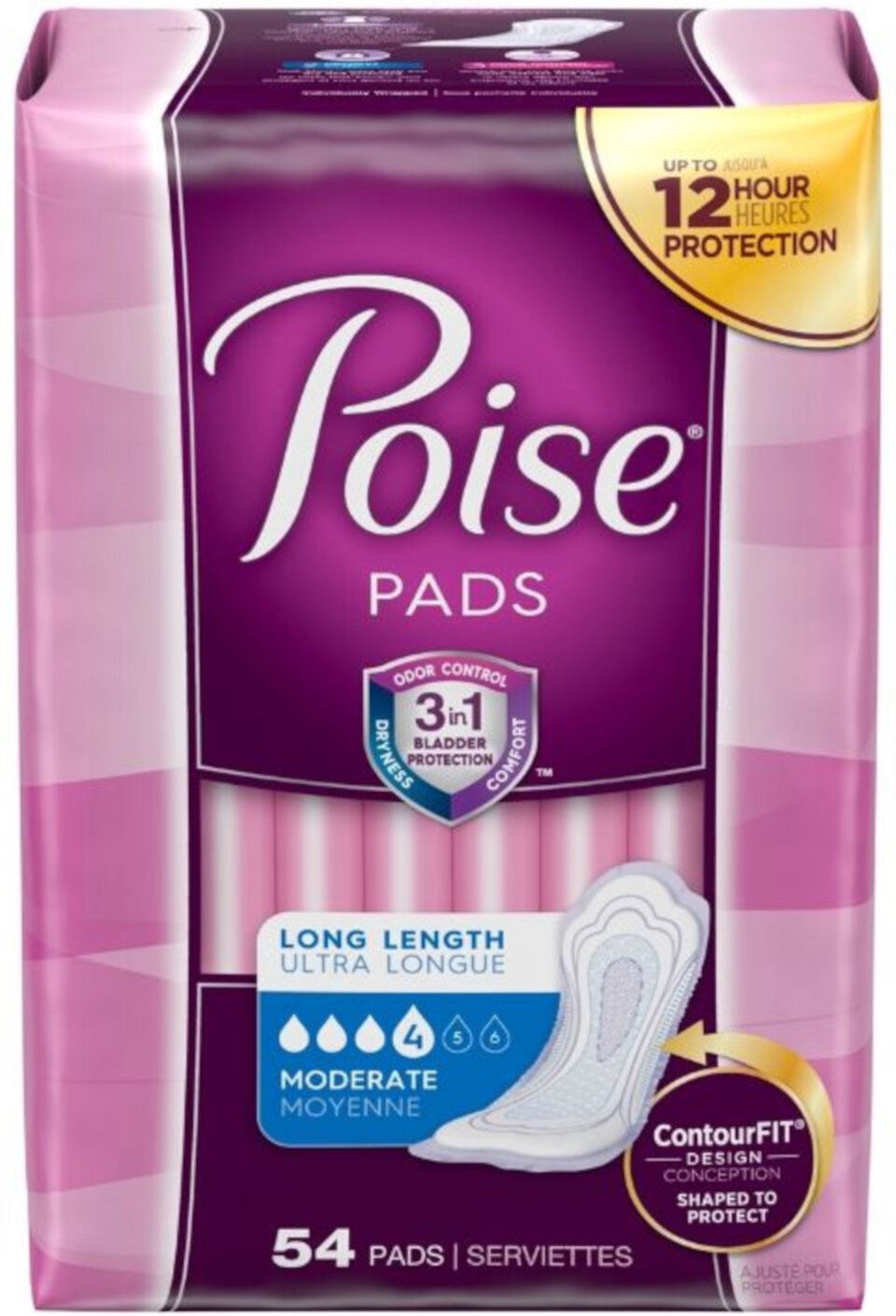 Poise Pads Moderate Absorbency, Long 54 ea (Pack of 4) Visit the Poise Store