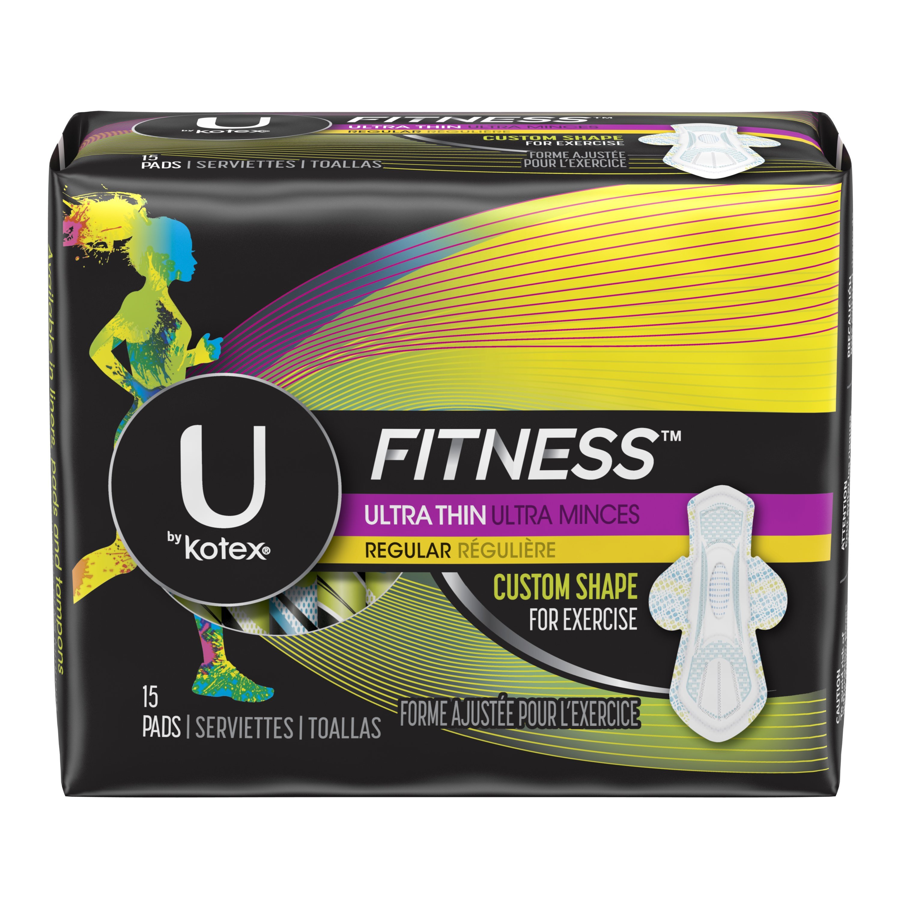 U by Kotex Fitness Ultra Thin Pads with Wings, Regular Absorbency, Unscented Visit the Kotex Store