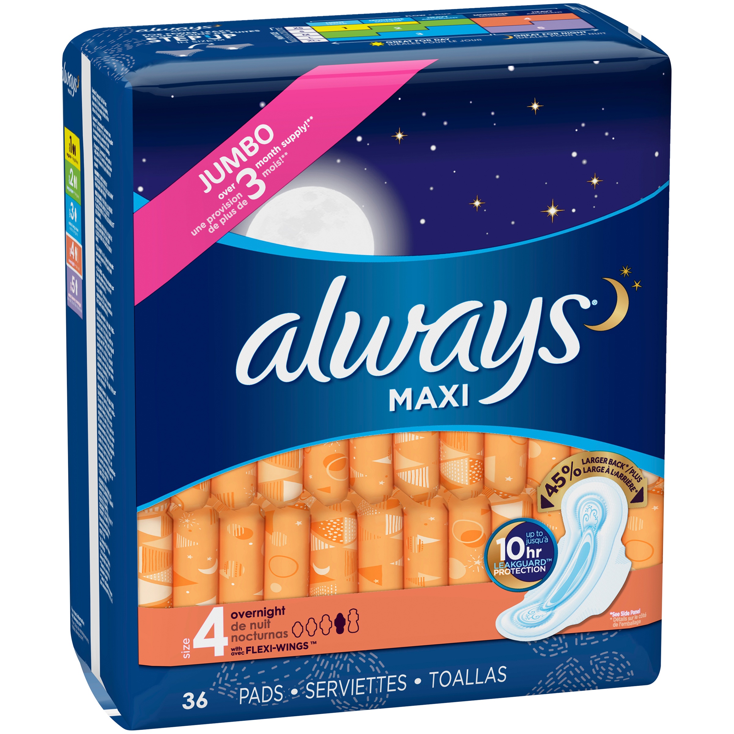 Always Maxi Size 4 Overnight Pads with Wings, Unscented, 36 Count Visit the Always Store