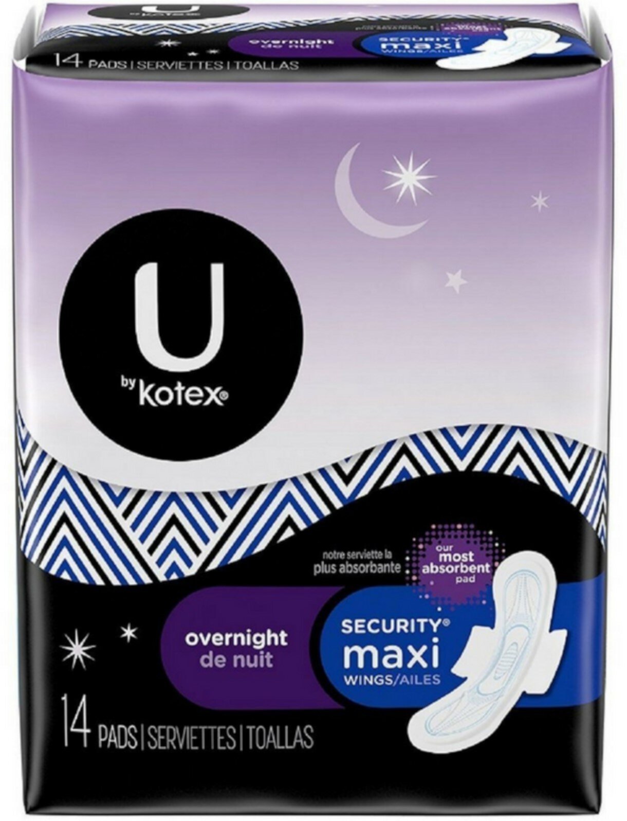 U by Kotex Security Maxi Pads, Overnight 14 ea (Pack of 2) Kotex