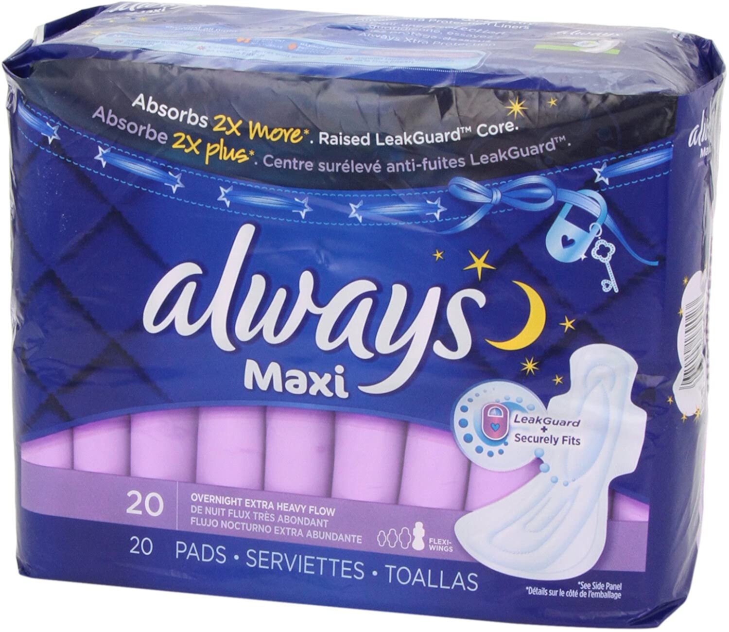 Always Maxi Pads Overnight Extra Heavy, 20 Each (Pack of 3) Always