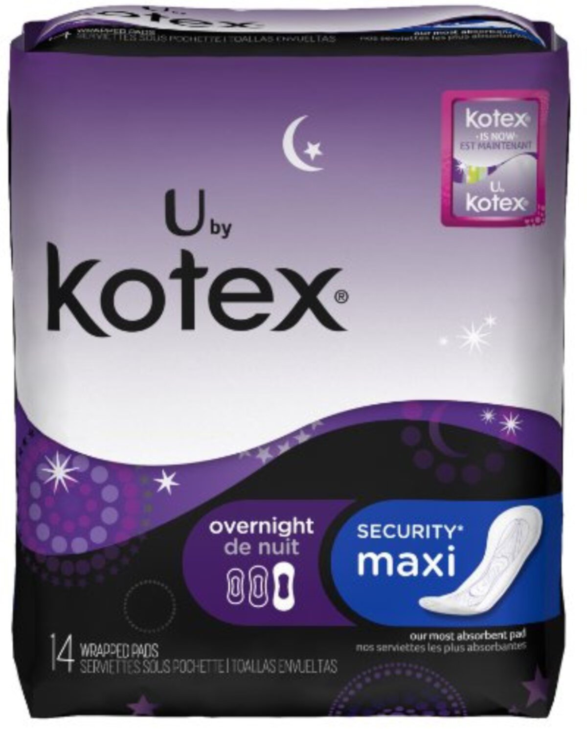 U by Kotex Maxi Pads, Overnight, Unscented 14 ea (Pack of 4) Kotex