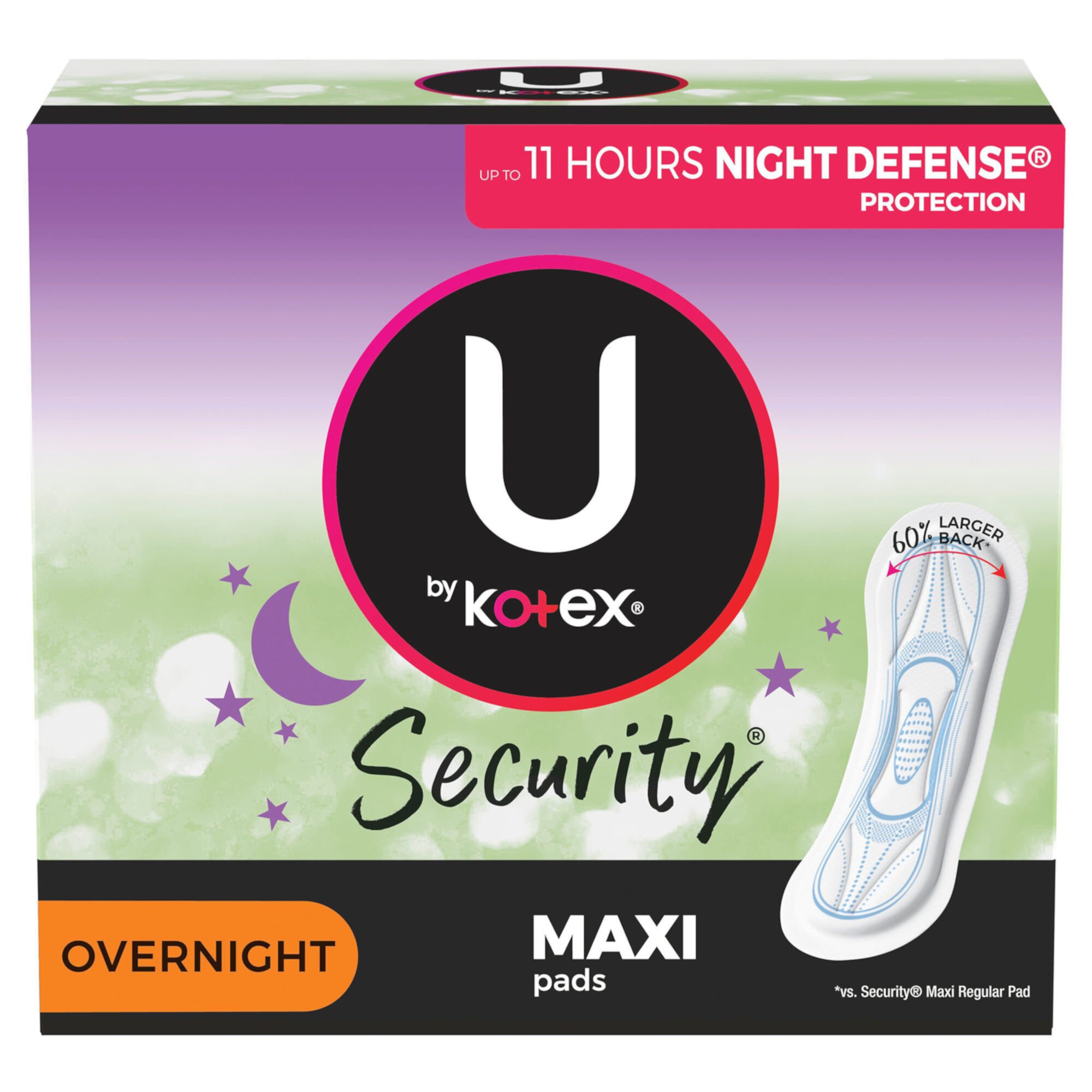 U by Kotex Security Pads, Overnight Absorbency, Unscented, 14 Count, 8 Packs, 112 Total Kotex