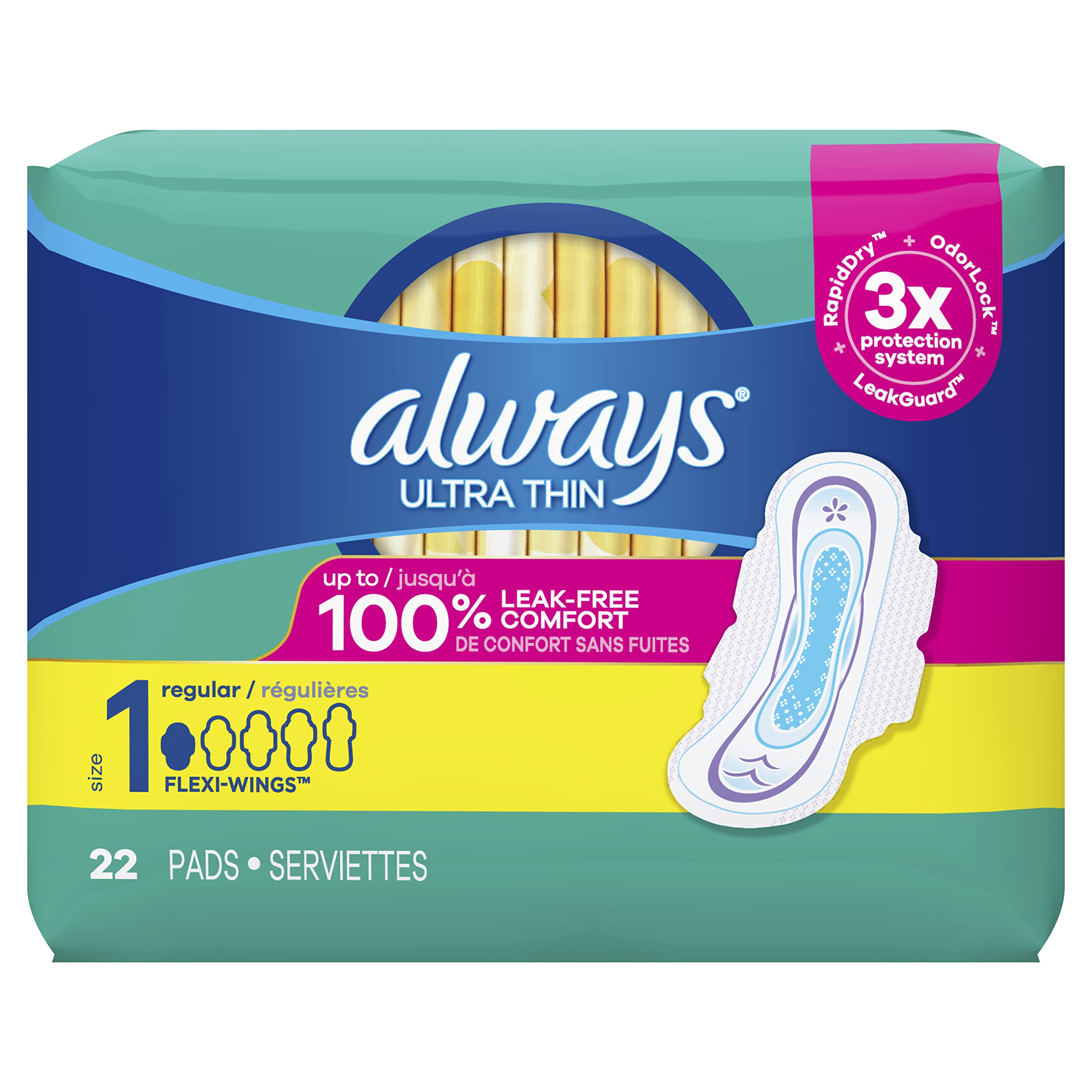 Always Ultra Thin Daytime Pads with Wings Unscented (Pack of 10) Visit the Always Store