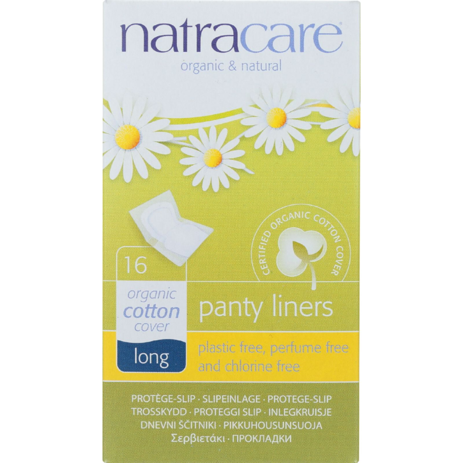 Natracare Organic& Natural Panty Liners,Long 16 Liners Box Natracare