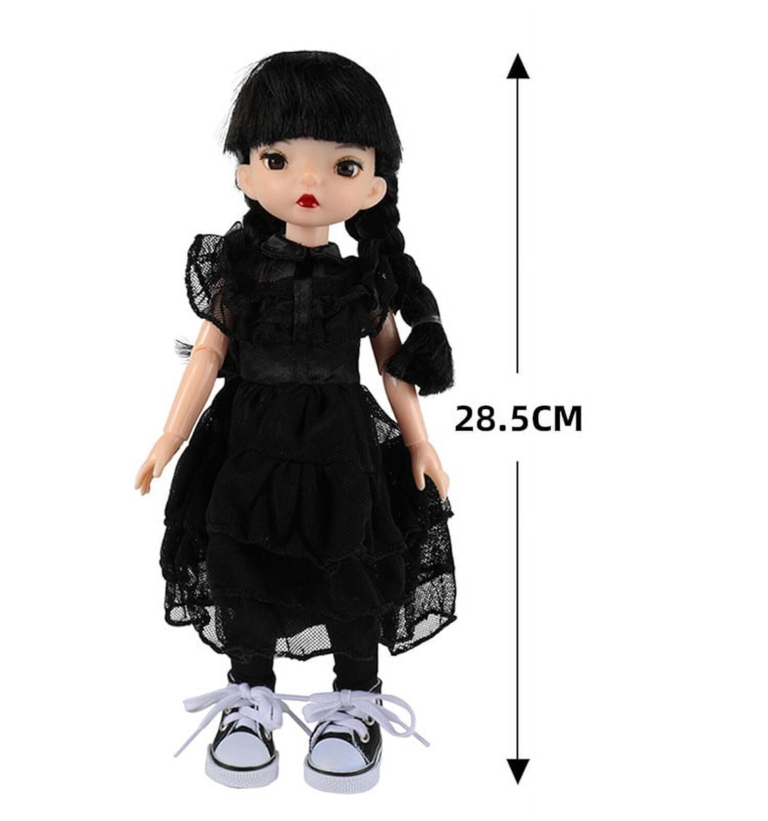 12Inch Wednesday Adams Black Dress Doll 360° Articulated Girl Dressable Girl Birthday Gift XTEILC