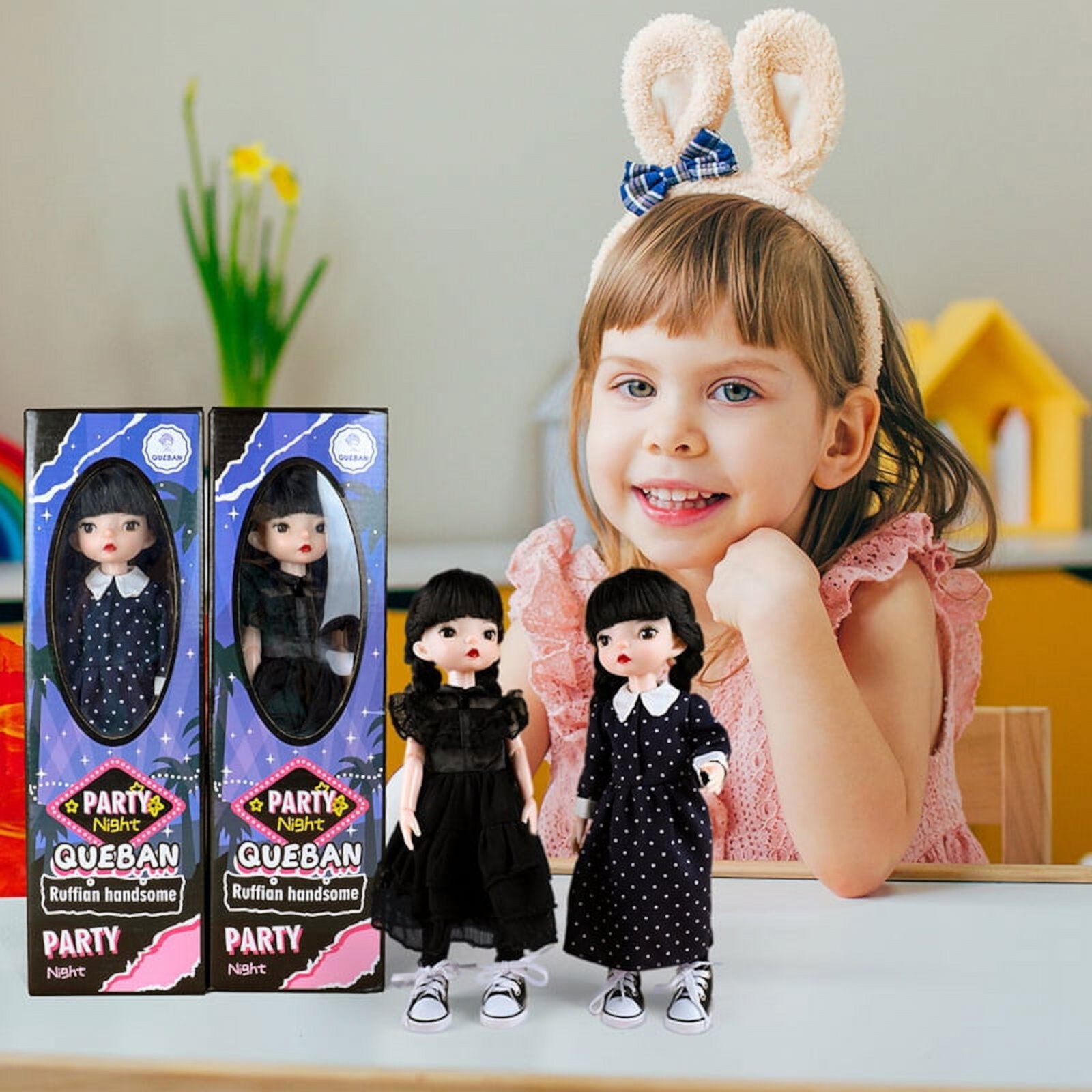 12Inch Wednesday Adams Doll 360 Articulated Girl Dressable Girl Birthday Gift XTEILC