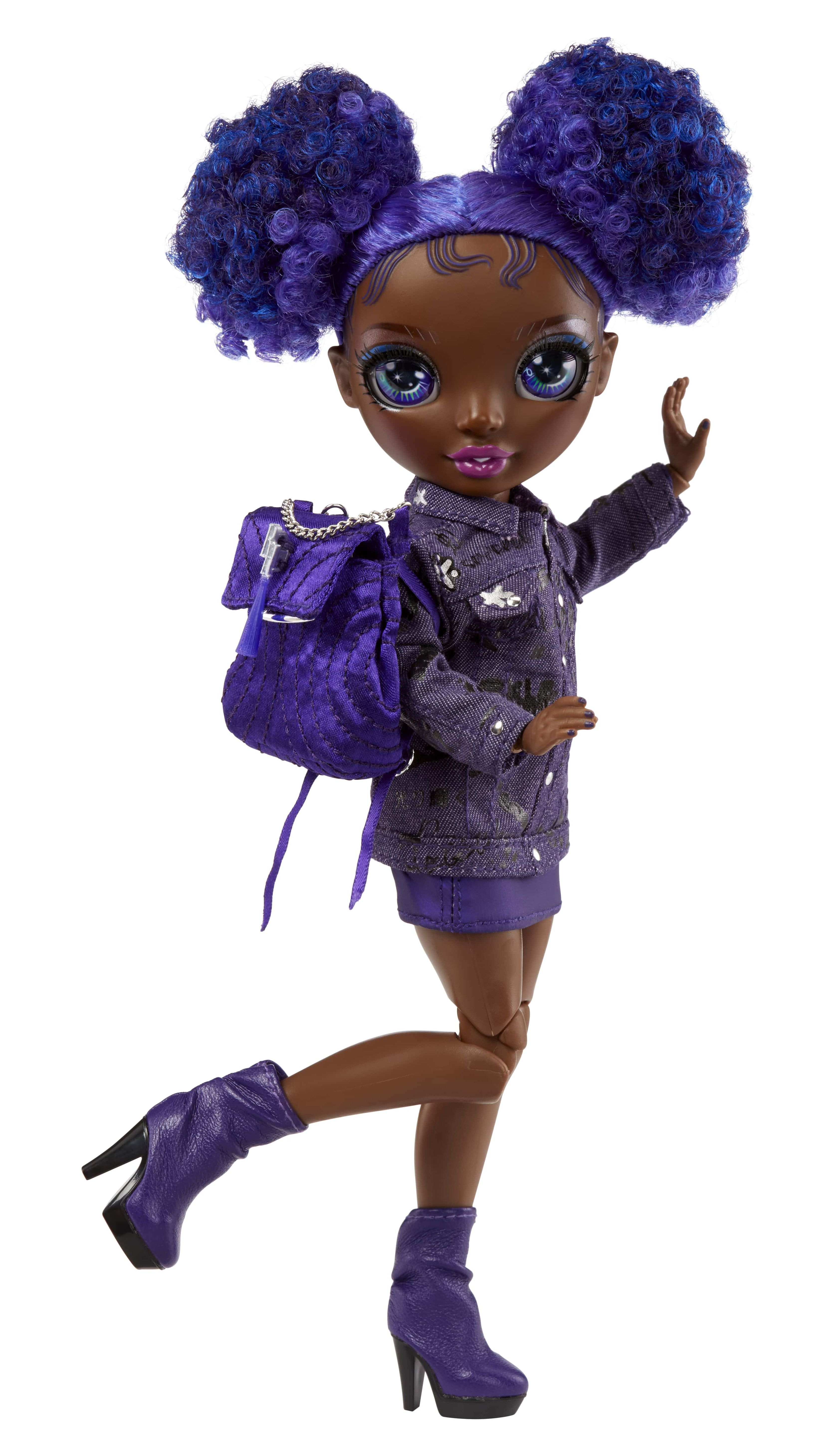 Rainbow High Jr High Krystal Bailey- 9-inch PURPLE Fashion Doll with Doll Accessories- Open and Closes Backpack. Great Gift for Kids 6-12 Years Old and Collectors Rainbow High