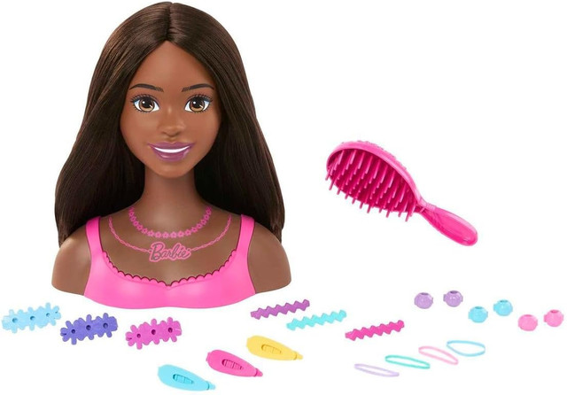 Barbie Doll Styling Head, Brown Hair with 20 Colorful Accessories, Doll Head for Hair Styling Exclusive Generic