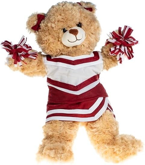 Maroon & White Cheer Uniform for Plush Toys - Cute Cheerleader Outfit, Fits Most 6"-10" Stuffed Animals! Plush Gear