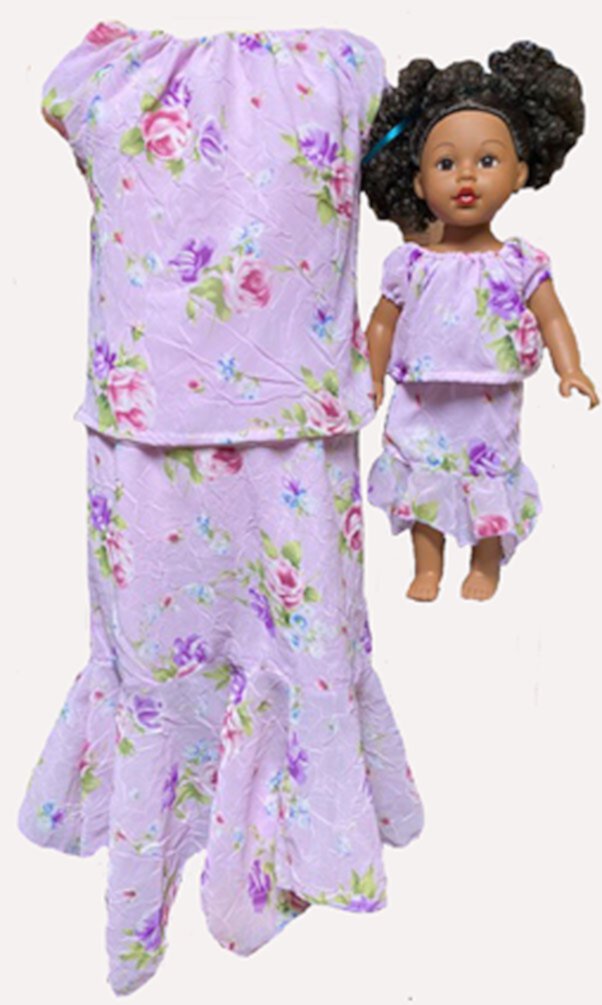 Doll Clothes Superstore Size 8 1/2 Matching Girl And Doll Chiffon Flower Skirt And Blouse Doll Clothes Superstore