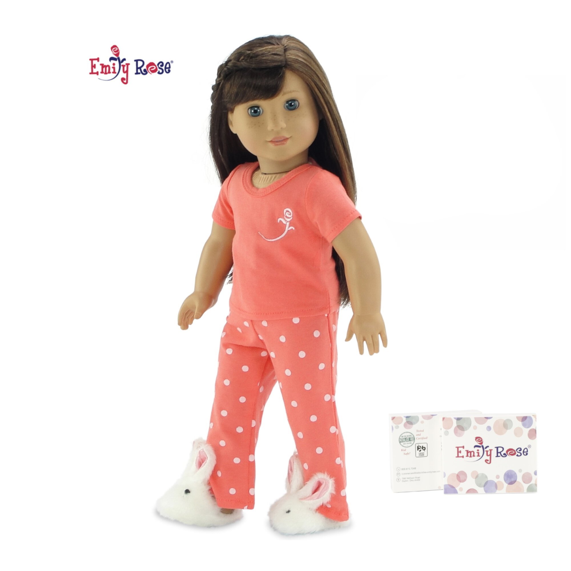 Emily Rose 18 Inch Doll Clothes Pajamas PJs Sleepwear Gift Set, with 18" Doll Bunny Slippers Accessory! | Gift Boxed! Emily Rose