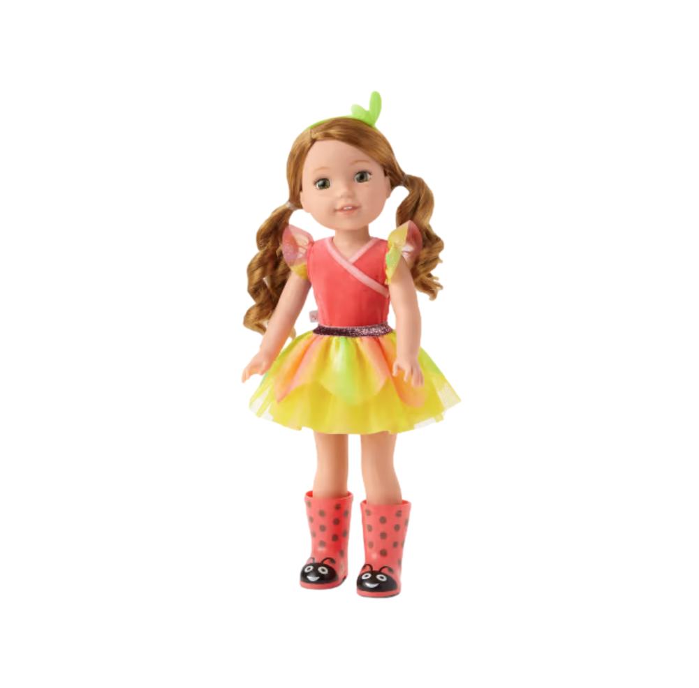 American Girl WellieWishers 14.5-inch Willa Doll with Coral Leotard, Mesh Skirt, Headband, and Boots, For Ages 4+ American Girl