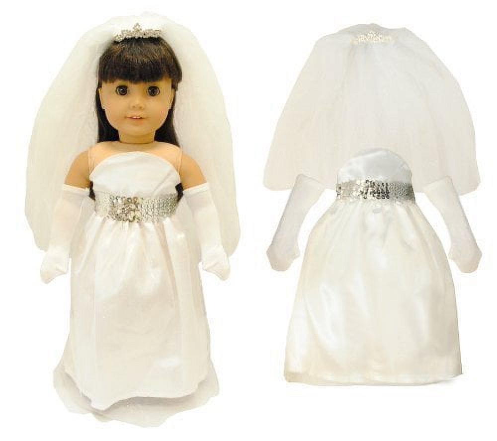 Doll Clothes - White Bridal Dress Outfit Fits American Girl & Other 18 Inch Dolls Pink Butterfly Closet