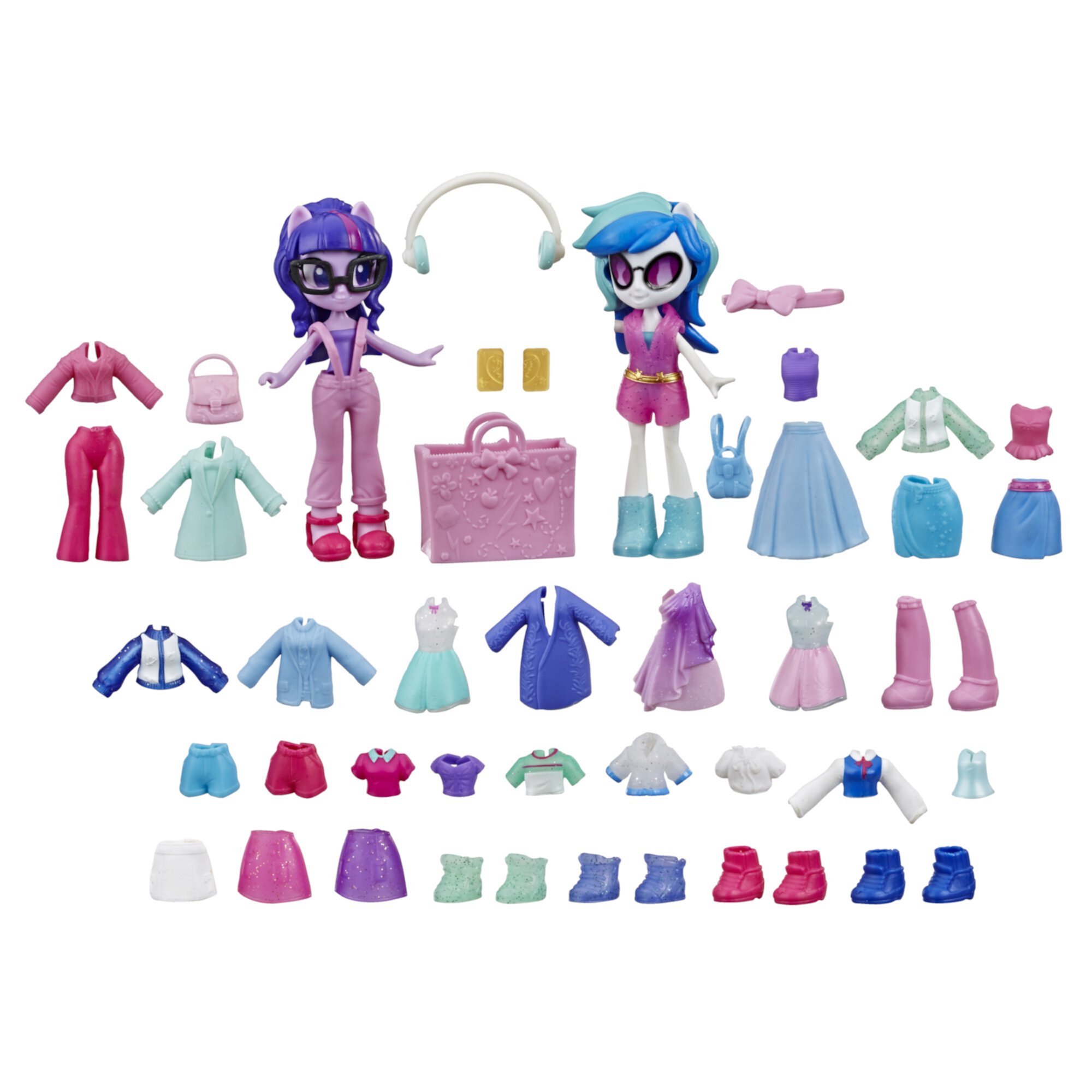 My Little Pony Equestria Girls Fashion Squad Twilight Sparkle and DJ Pon-3 Mini Doll Set Toy, Over 40 Pieces My Little Pony