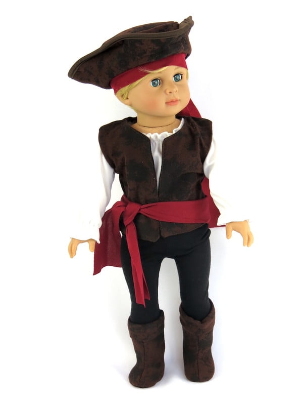 Eye Patch Pirate Halloween Costume| Compatible with 18" American Girl Dolls, Madame Alexander, Our Generation, etc. | 18 Inch Doll Clothes American Fashion World