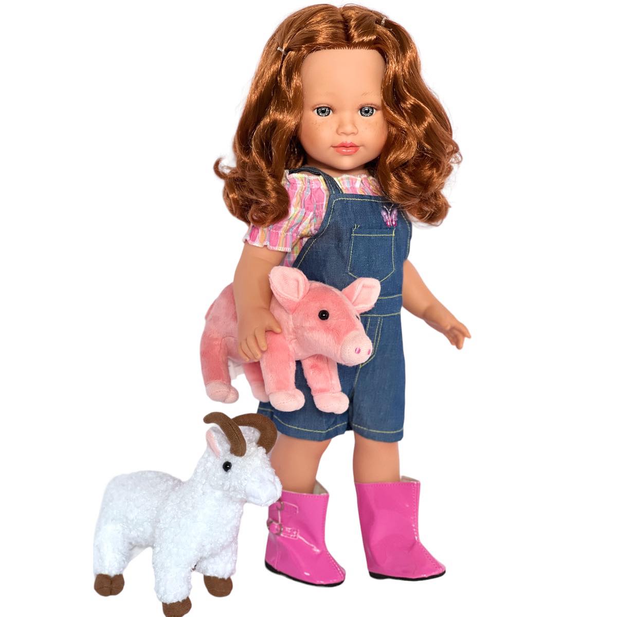 18 Inch Doll Clothes- On the Farm Outfit with Mini Piglet and Goat- Fits  18 Inch Fashion Girl Dolls My Brittany's