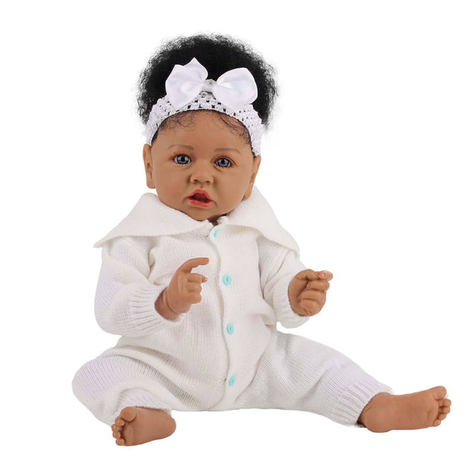 Lonian 23inch Reborn Baby Dolls Handmade Dark Skin Black Hair African Baby Dolls Girl Waterproof Bath Toy Gift Lonian