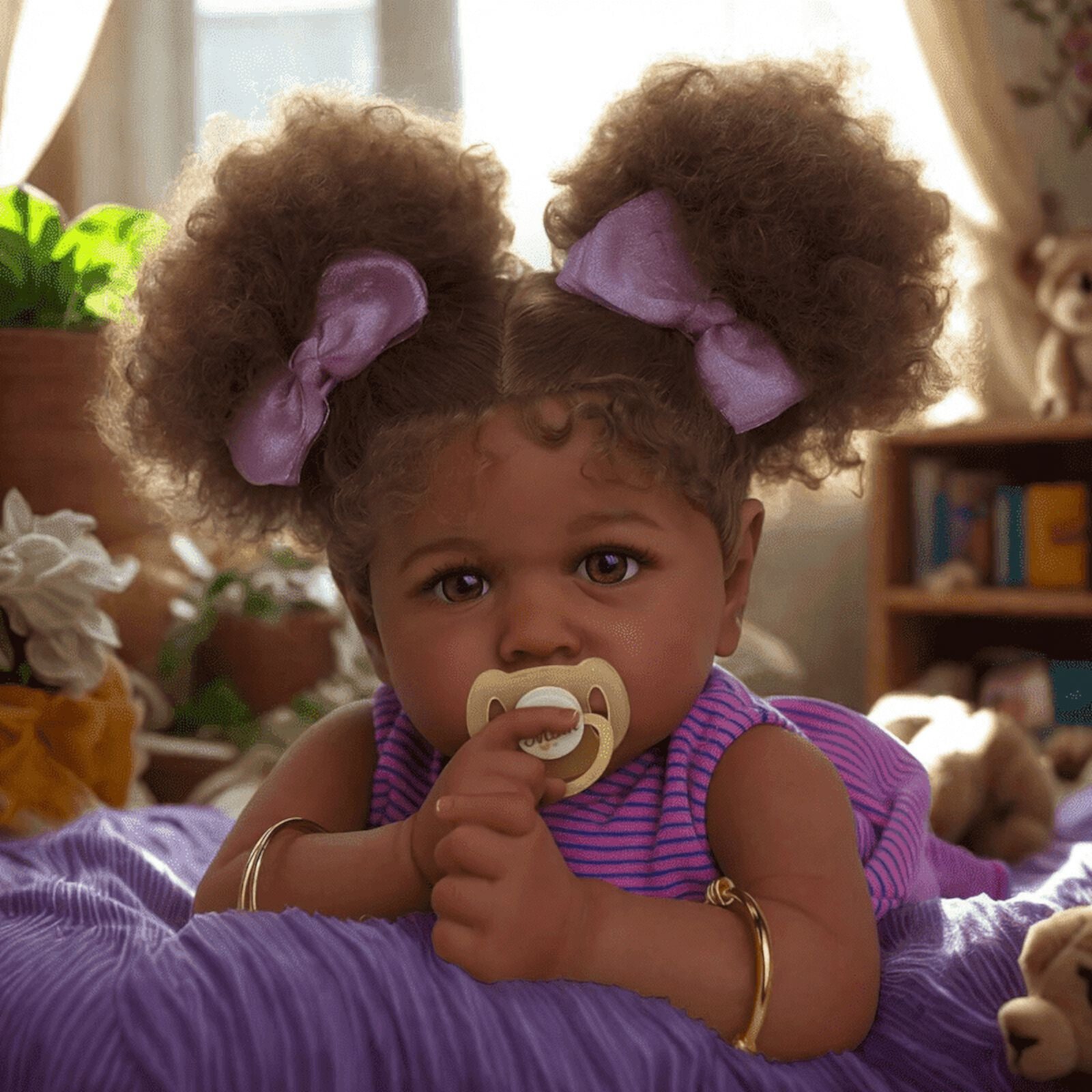 RSG 22 Inch Reborn Baby Dolls - Black Girl - Lifelike Soft Body Realistic-Newborn Baby Dolls Taupe Eyes Caramel Skin Tone Real Life Baby Dolls with Toy Accessories Gift for Kids Age 3+ Rsgdolls