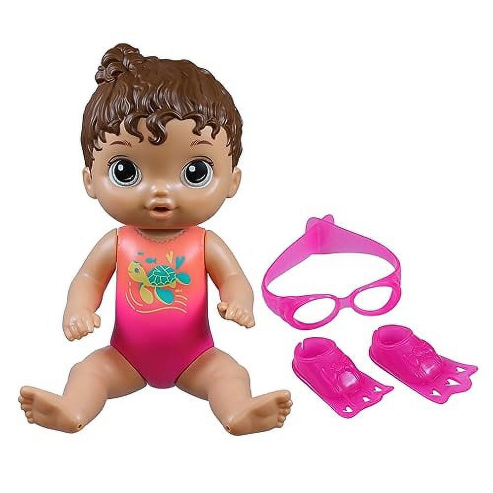 Кукла Baby Alive Sunny Swimmer, 10 дюймов, с коричневыми волосами и аксессуарами для плавания Baby Alive