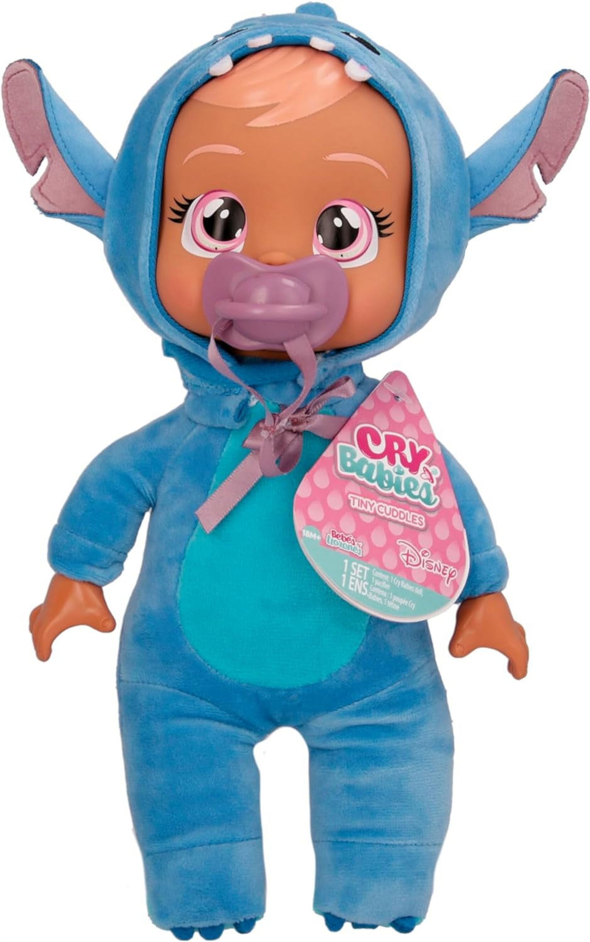 Cry Babies Tiny Cuddles Disney Stitch - 9" Baby Dolls, Cries Real Tears, Stitch Themed Pajamas Cry Babies