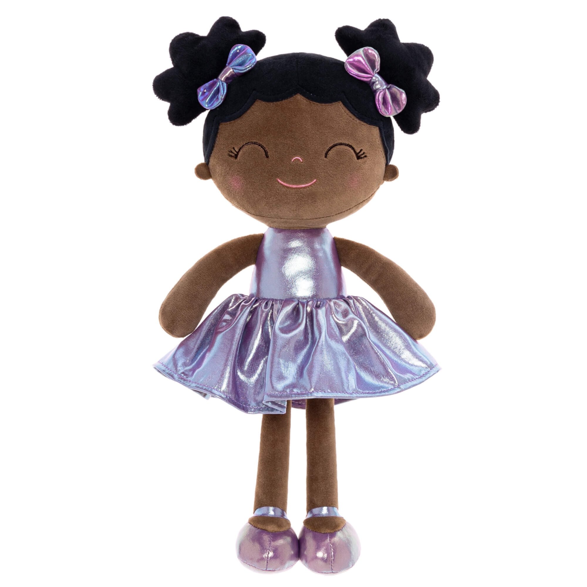 Gloveleya Soft Dolls Baby Girl Gifts Curly Girls Plush Baby Doll Fantasy Curly Baby Doll Tanned Purple 12 inch Gloveleya