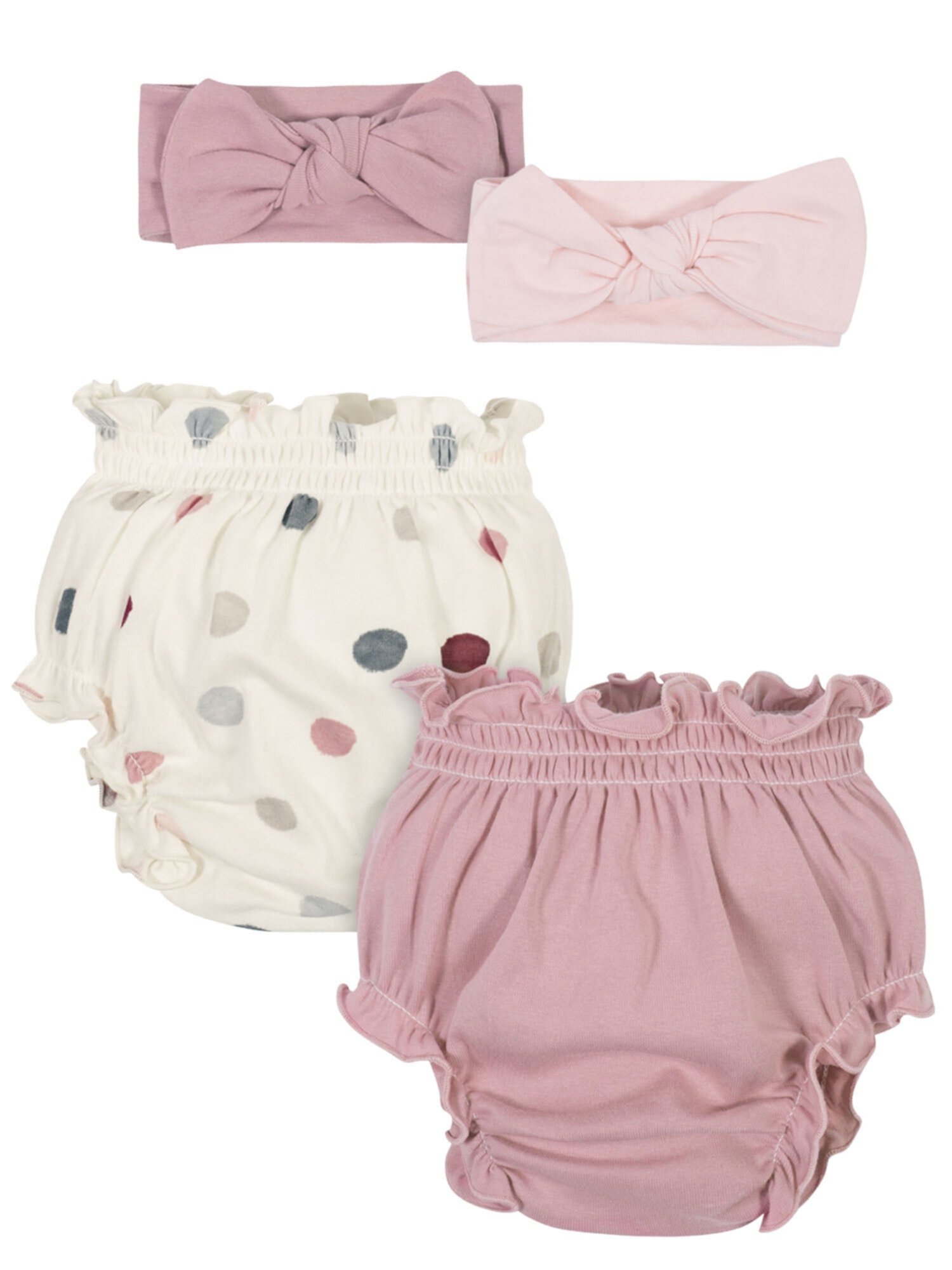 Modern Moments by Gerber Organic Baby Girl Diaper Covers & Headbands, 4 Piece (Newborn-12 Months) Modern Moments