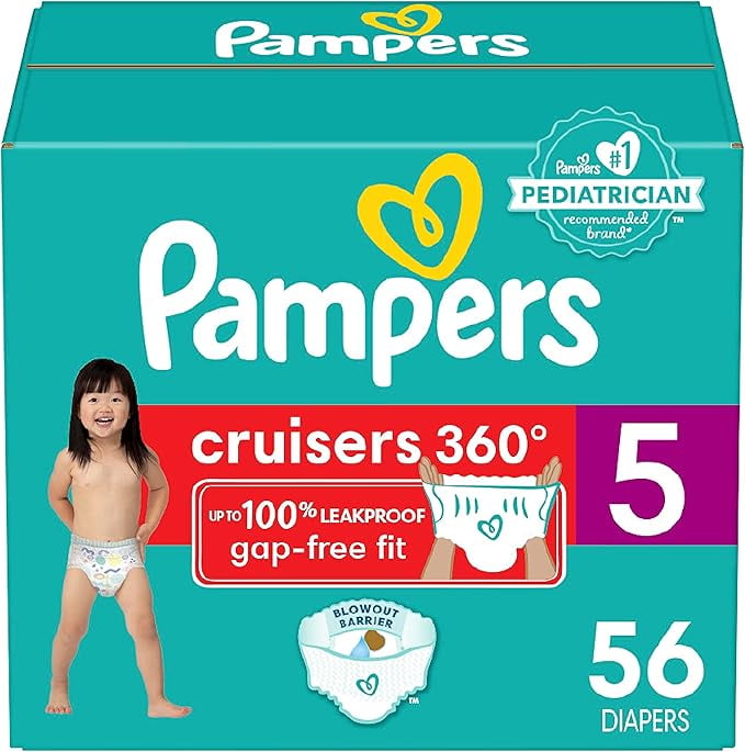 Pampers Cruisers 360 Diapers - Size 5, 56 Count, Pull-On Disposable Baby Diapers, Gap-Free Fit Pampers