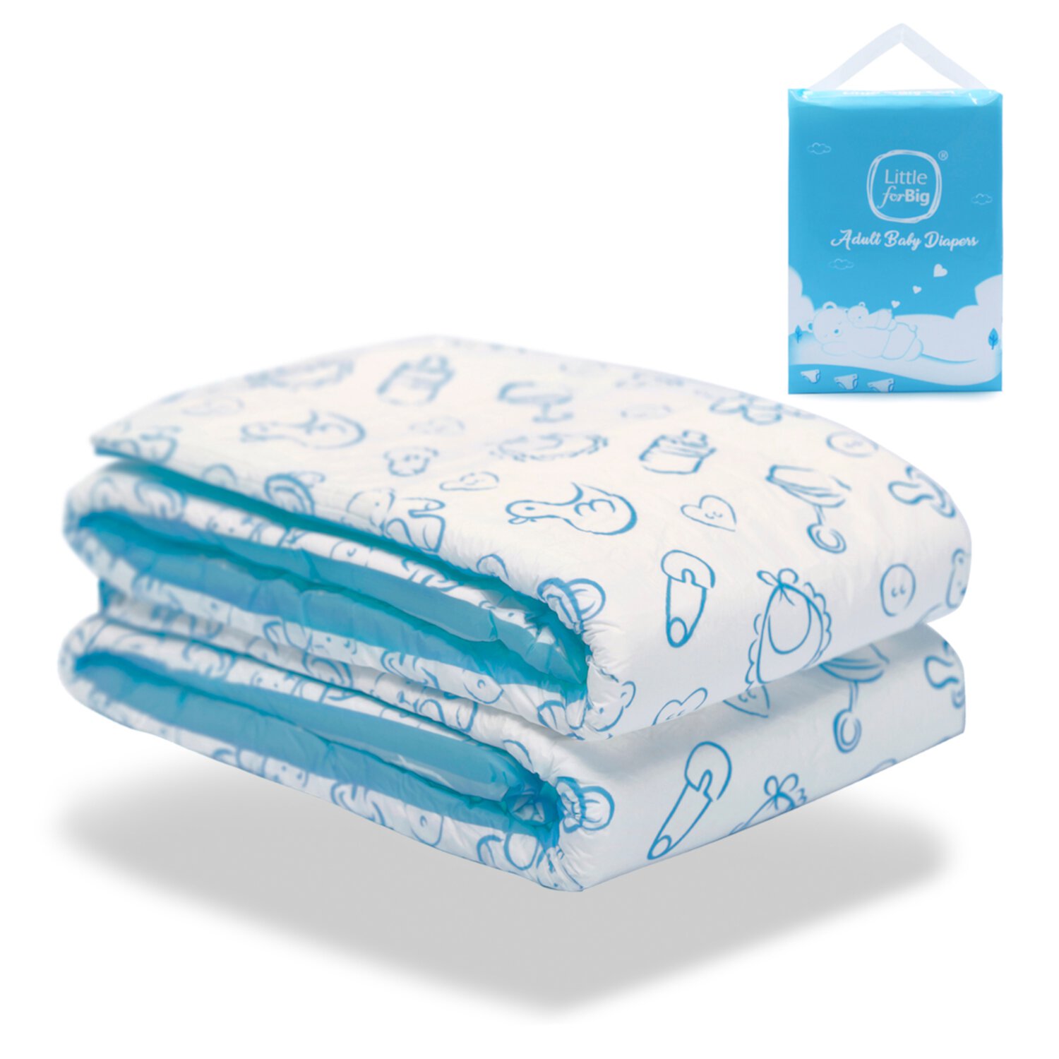 Littleforbig Adult Diaper 2 Pieces Sample Pack - Nursery Blue Diapers Medium Littleforbig