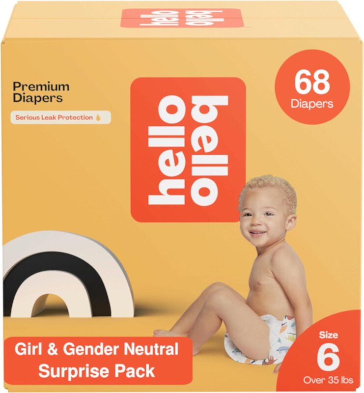 Hello Bello Premium Baby Diapers Size 6 I 68 Count of Disposable, Extra-Absorbent, Hypoallergenic, and Eco-Friendly Baby Diapers with Snug and Comfort Fit I Surprise Girl Patterns Hello Bello