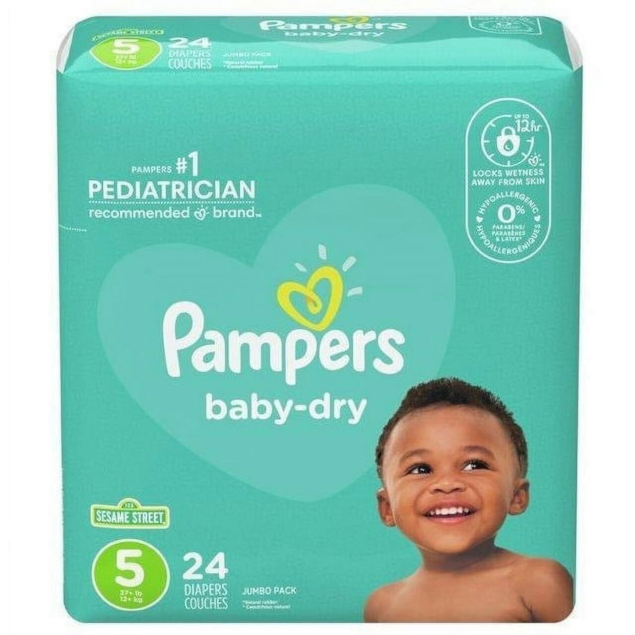 Pampers Baby-Dry Extra Protection Diapers, Size 5, 24 Count Pampers