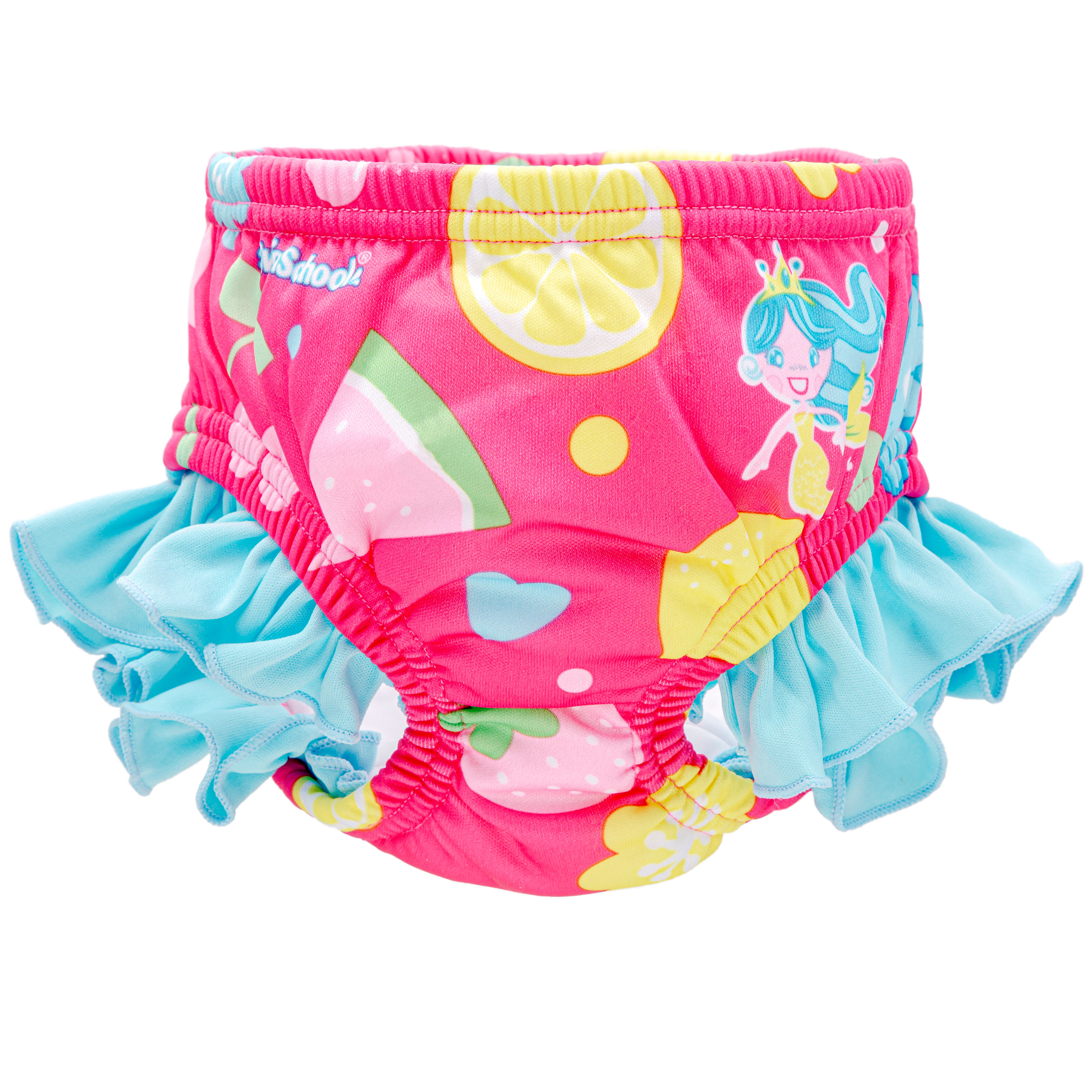 SwimSchool Reusable Swim Diaper, Pink Mermaid, Polyester Material, 12 Months+, 18-22 lb SwimSchool