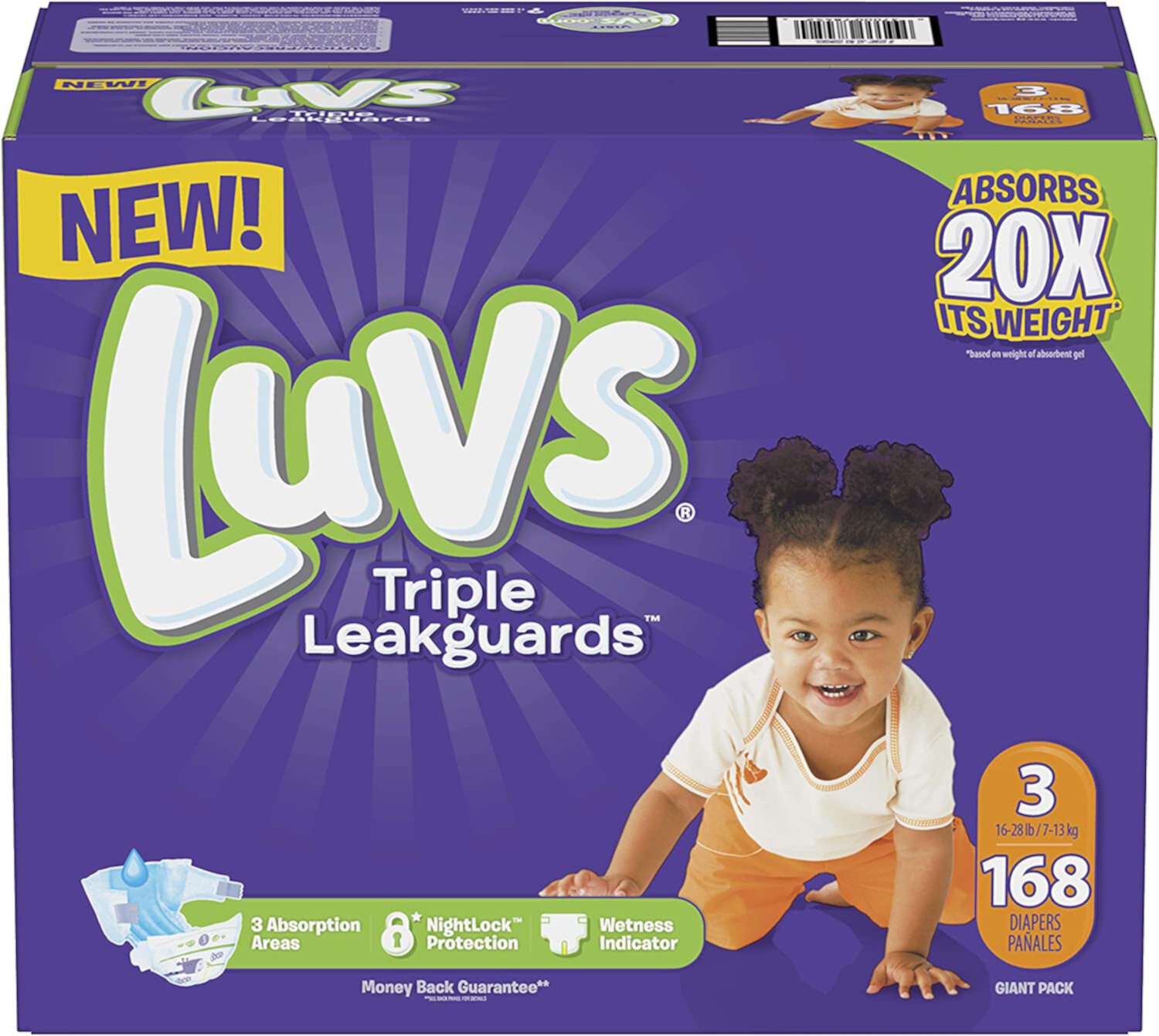 Luvs Triple Leakguards Diapers Size 3, 168 Count Luvs