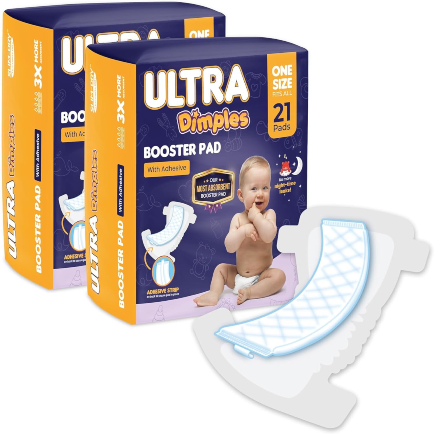 Inspire Ultra Dimples Diaper Booster Pads, One Size Fits All, 42 Count, Unisex-Babies Inspire