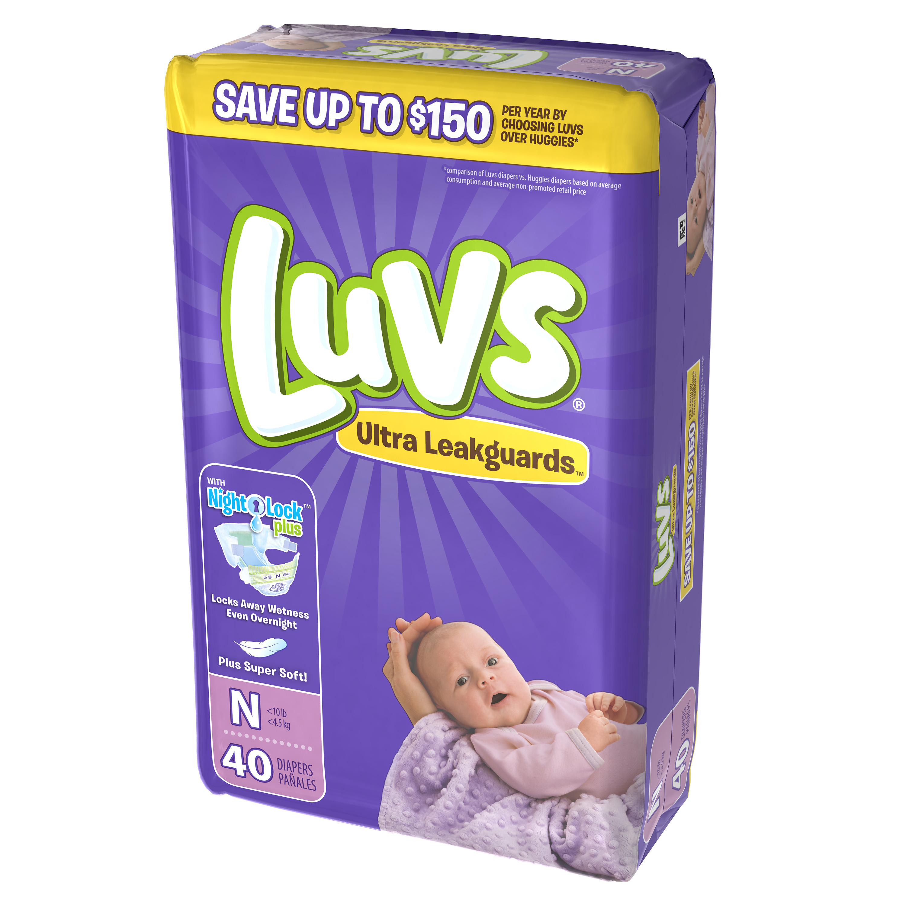 Luvs Ultra Leakguards Newborn Diapers Size 0 40 count Luvs