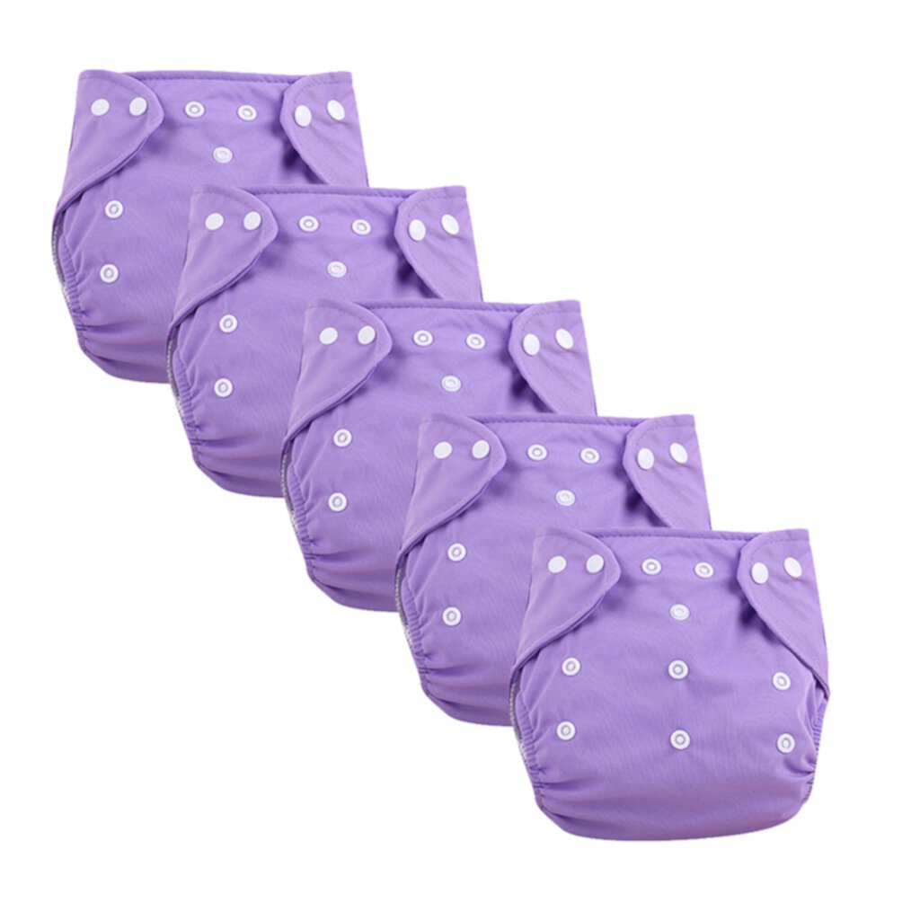 Bargain Clearance Diaper, Kebnk001 Waterproof And Leak-Proof Adjustable Cloth Diapers Breathable Washable Diapers 5Pc Thin Purple, Purple, 5 Pc Diaper, Polyester, 9.75*5.85*3.9In, Meiiso Meiiso