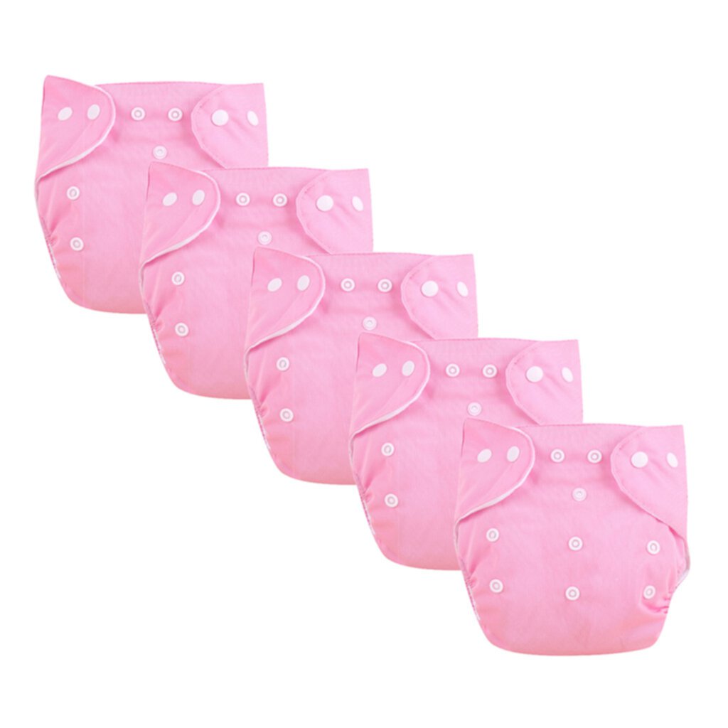 Bargain Clearance Diaper, Kebnk001 Waterproof And Leakproof Adjustable Cloth Diapers Breathable Washable Diapers 5Pc Thin Pink, Pink, 5 Pc Diaper, Polyester, 7.8*5.46*2.73In, Meiiso Meiiso