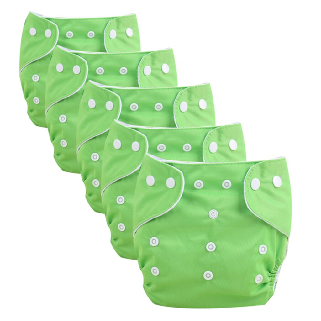 Bargain Clearance Diaper, Kebnk001 Waterproof And Leakproof Adjustable Cloth Diapers Breathable Washable Diapers 5Pc Thin Green, Green, 5 Pc Diaper, Polyester, 7.8*3.9*3.12In, Meiiso Meiiso