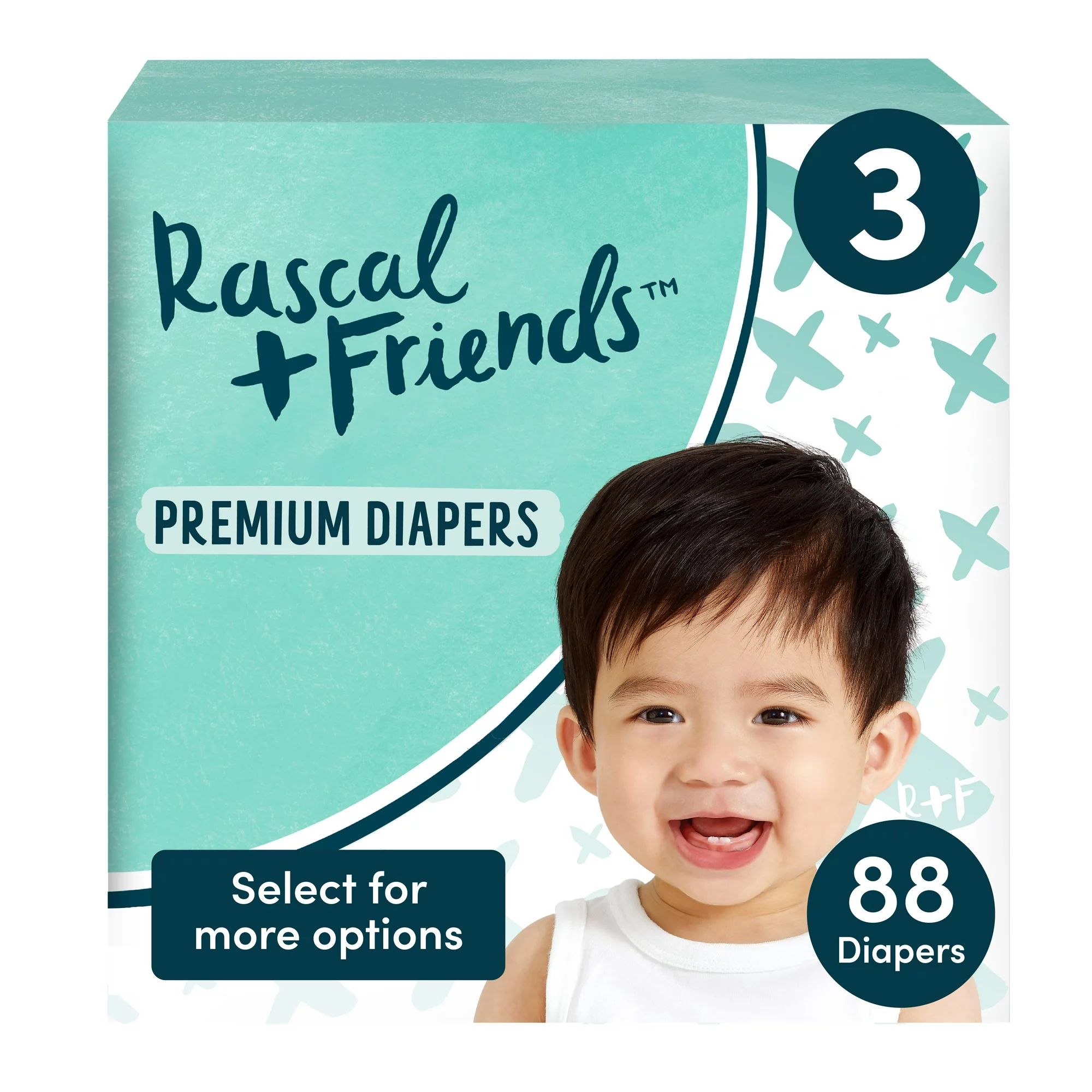 Premium Diapers Size 3, 88 Count ( Pack of 1 ) Rascal + Friends Baby Diaper Bags