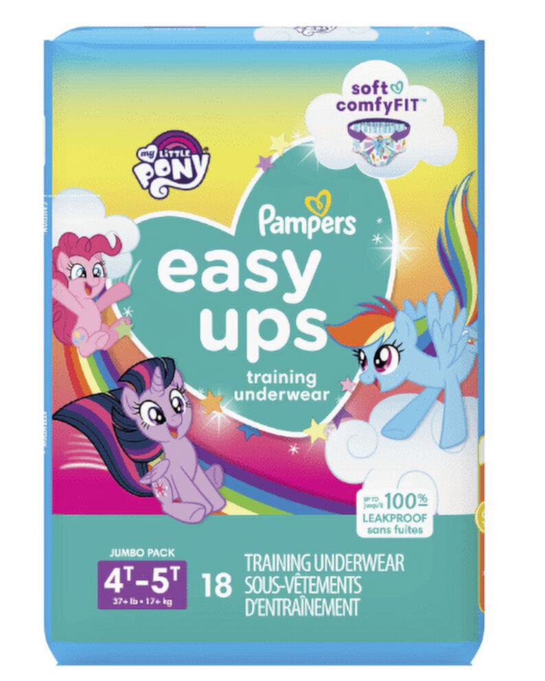 Pampers Easy Ups Training Underwear Girls Size 6 4T-5T, 18 Count Pampers